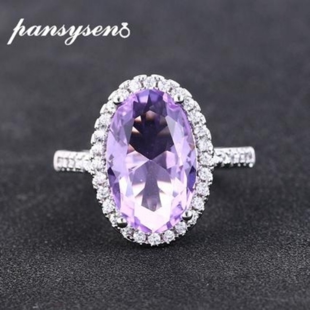 Oval Amethyst Silver Ring